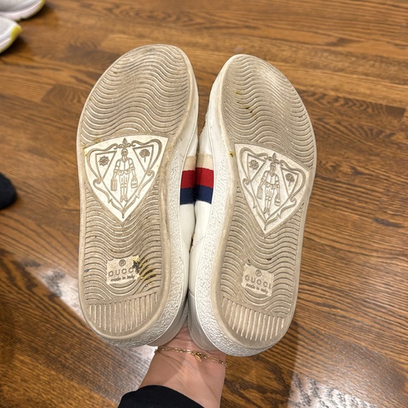 Gucci White Leather Ace Bees and Stars Embroidered Lace Up Sneakers Size 37.5 - Picture 8 of 8